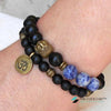 TCC™ Natural Matt Agate & Lapis Lazuli Om Buddha Bracelet